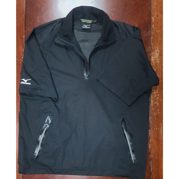 Mizuno Impermalite Flex Black 1/4 Zip Short Sleeve Pullover Waterproof Medium